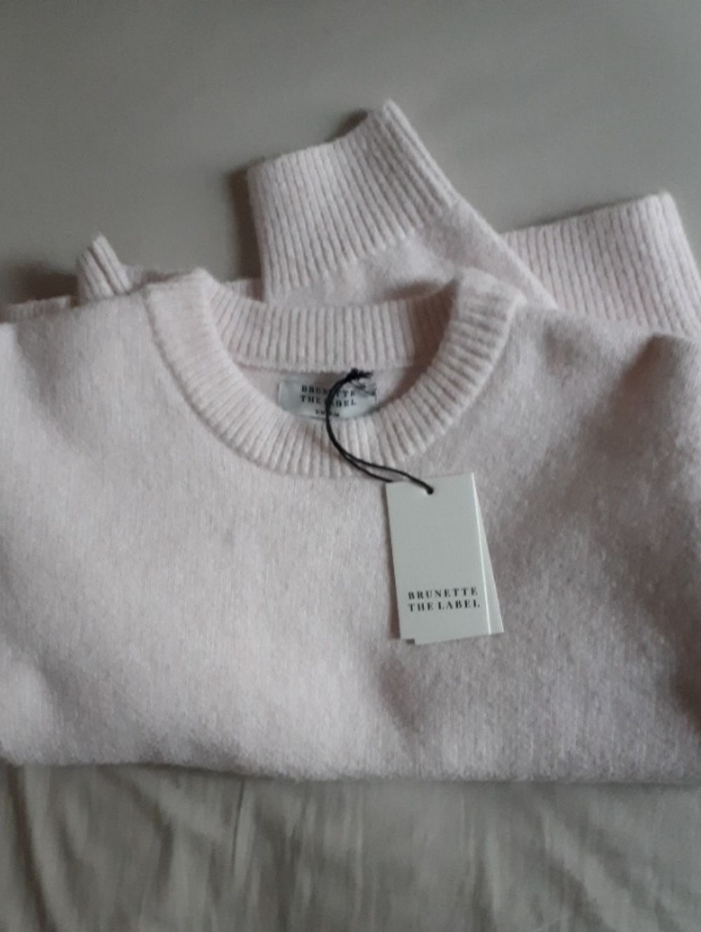 Brunette The Label Boxy Knit Crewneck Sweater - Light Pink